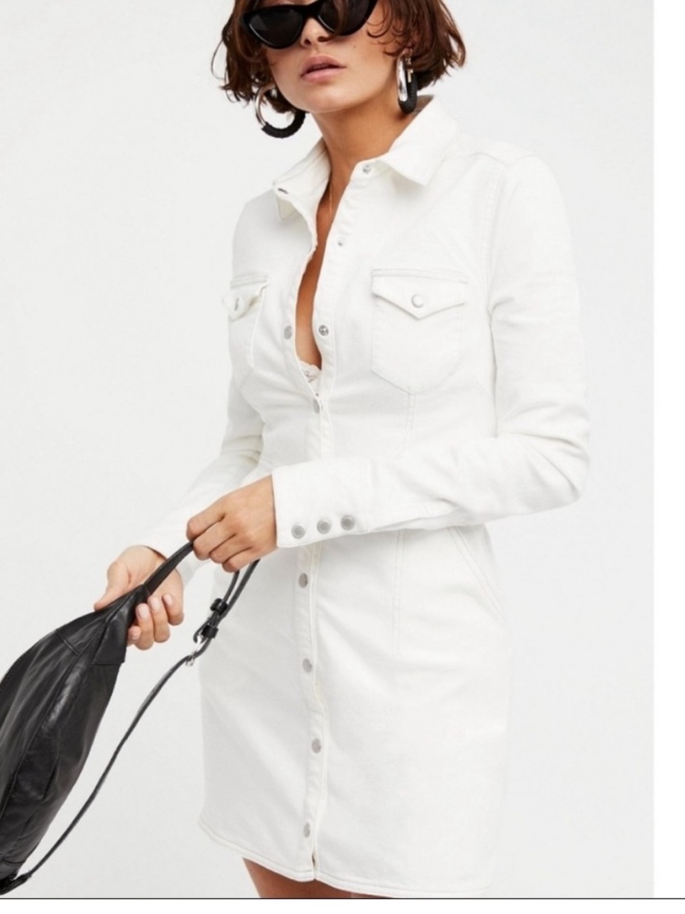 Free people white denim dress small
